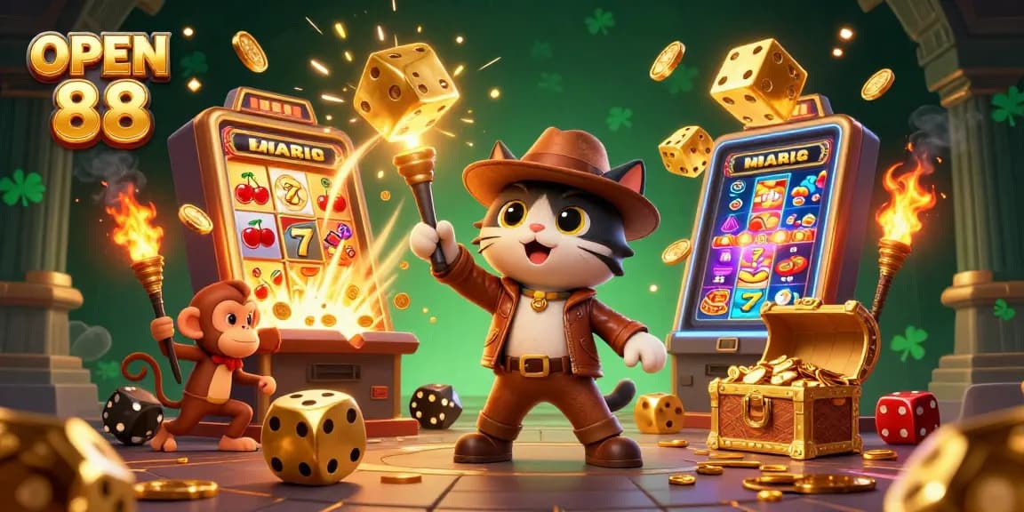 Engage with OPEN 88's vibrant 3D casino world filled with unique game elements.