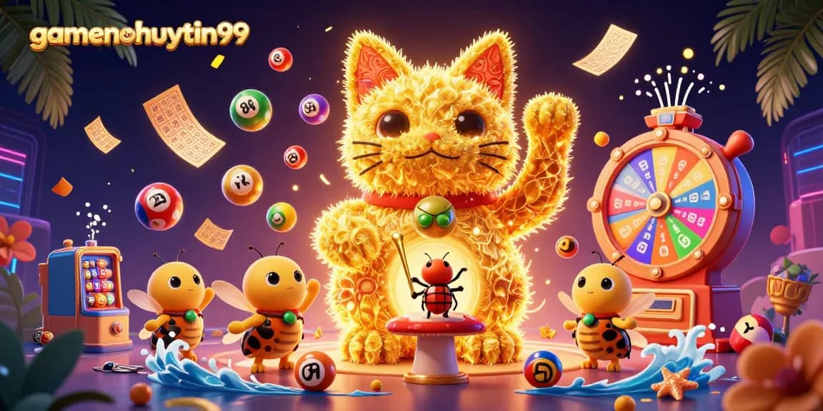 Win big with gamenohuuytin99's vibrant 3D casino illustration showcasing dynamic gambling elements.