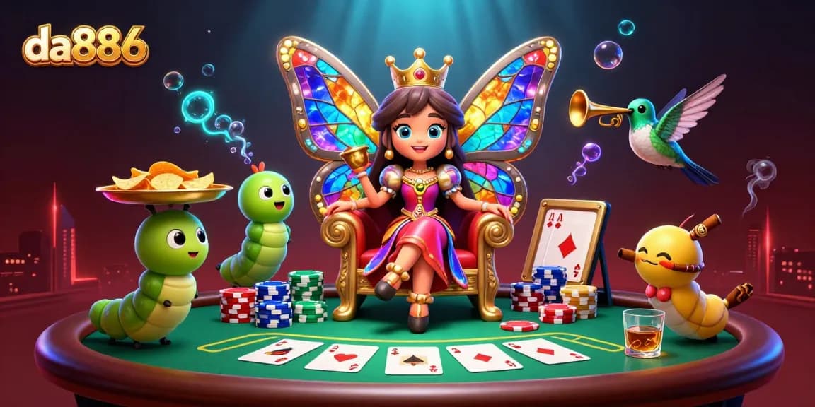Play exciting poker action at da886 with vibrant characters and casino elements.