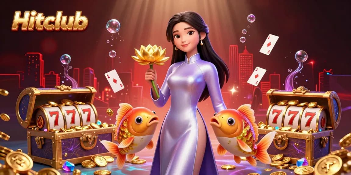 Experience thrilling wins at Hitclub in this vibrant scene featuring slots, underwater treasures, and action-packed elements.