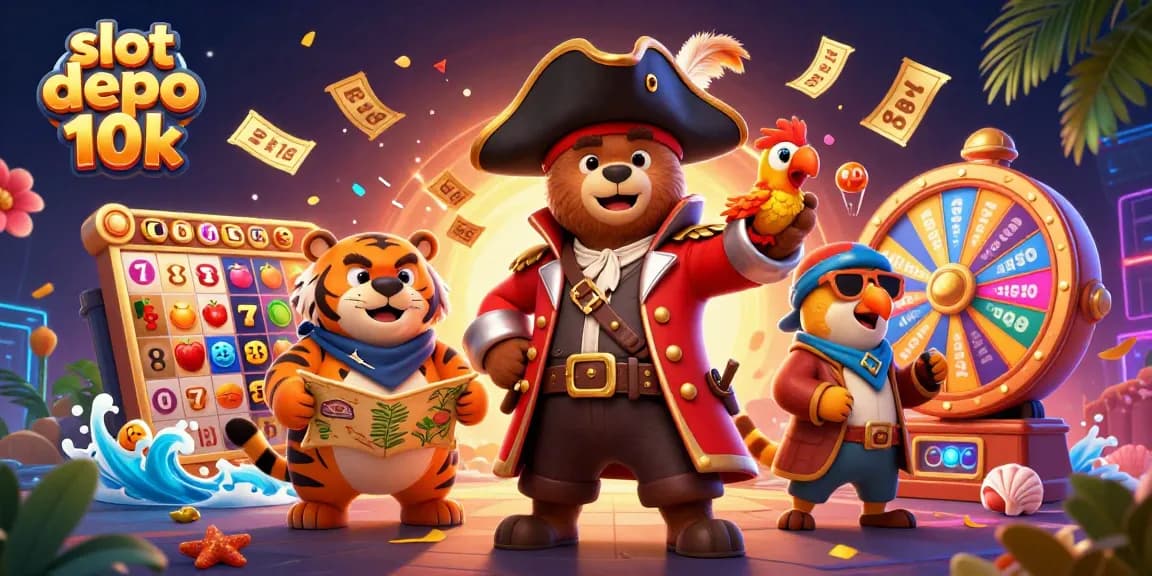 Engage with slot depo 10k through thrilling spins of the jackpot with a cartoon pirate captain.