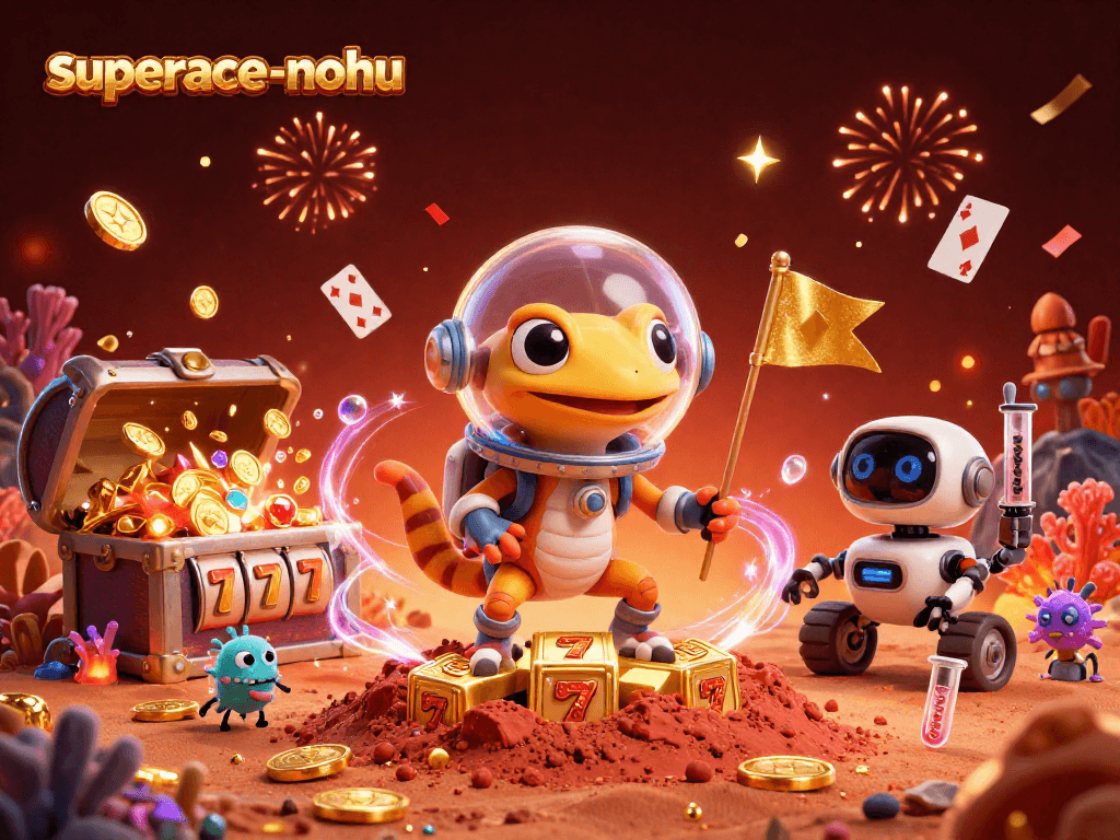 Experience the excitement with superace-nohu, discovering a vibrant Mars casino amid cheers and golden treasures.
