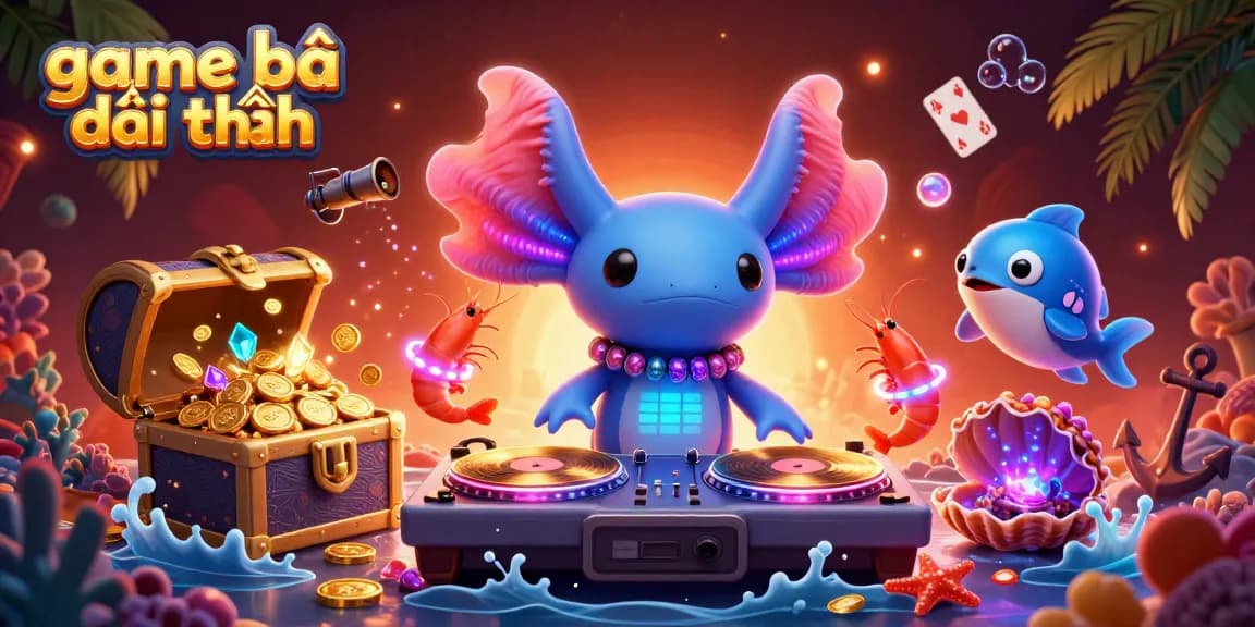 Engage in thrilling game bài đổi thưởng with animated DJ and vibrant underwater casino scene.