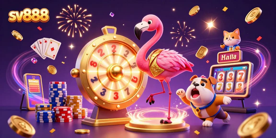 Spin the prize wheel and win with sv888 in this vibrant casino scene.