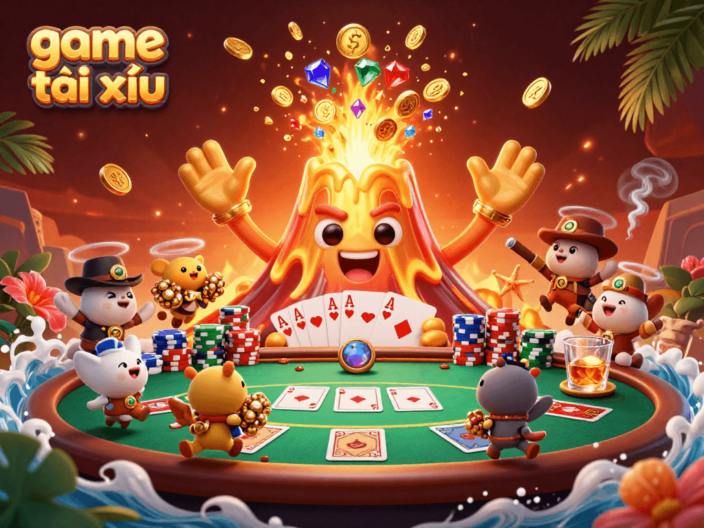 Experience the thrill of game tài xỉu with dynamic treasure-filled adventures in this vivid illustration.