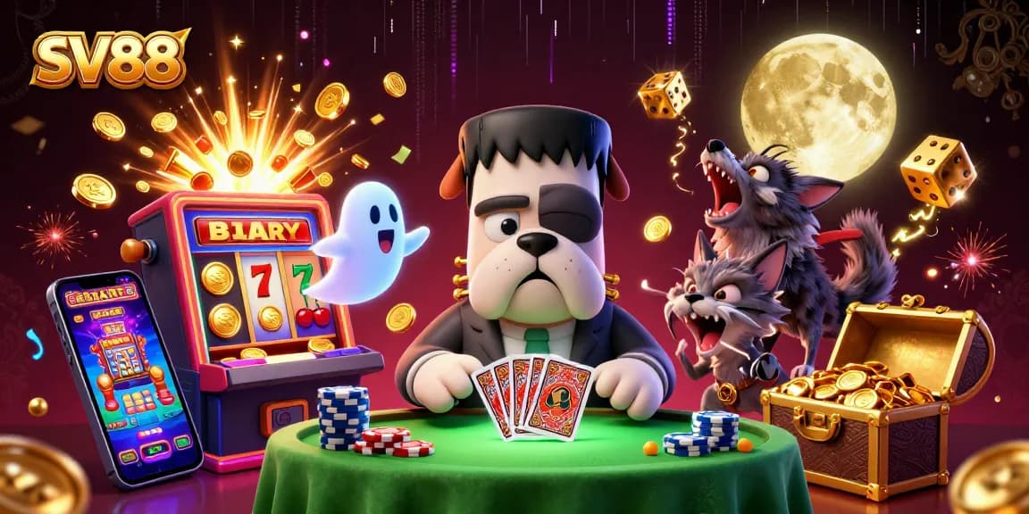 SV88 characters engage in an exciting casino scene filled with dynamic game elements and rich visuals.