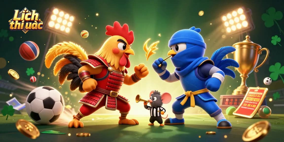 Lịch thi đấu showcases a thrilling showdown between fighting roosters with dynamic betting elements.