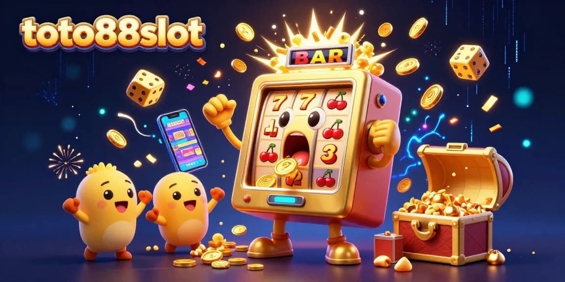 Engaging scene featuring toto88slot with golden slot machines celebrating a jackpot and vibrant casino elements.