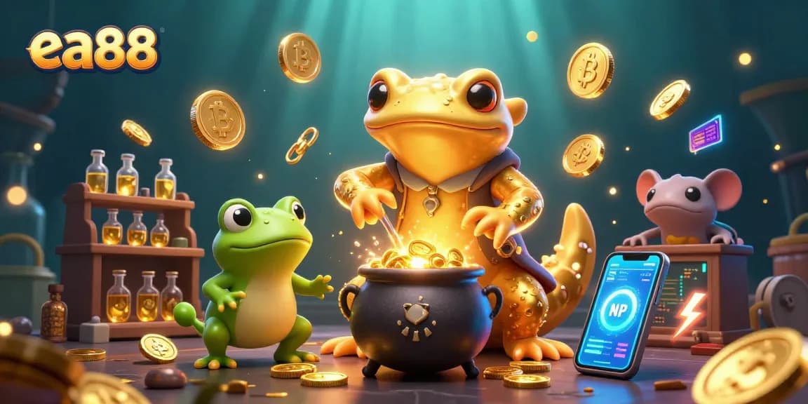 Engage with the enchanting ea88 alchemist scene while transforming metals into gold coins in an action-packed casino.