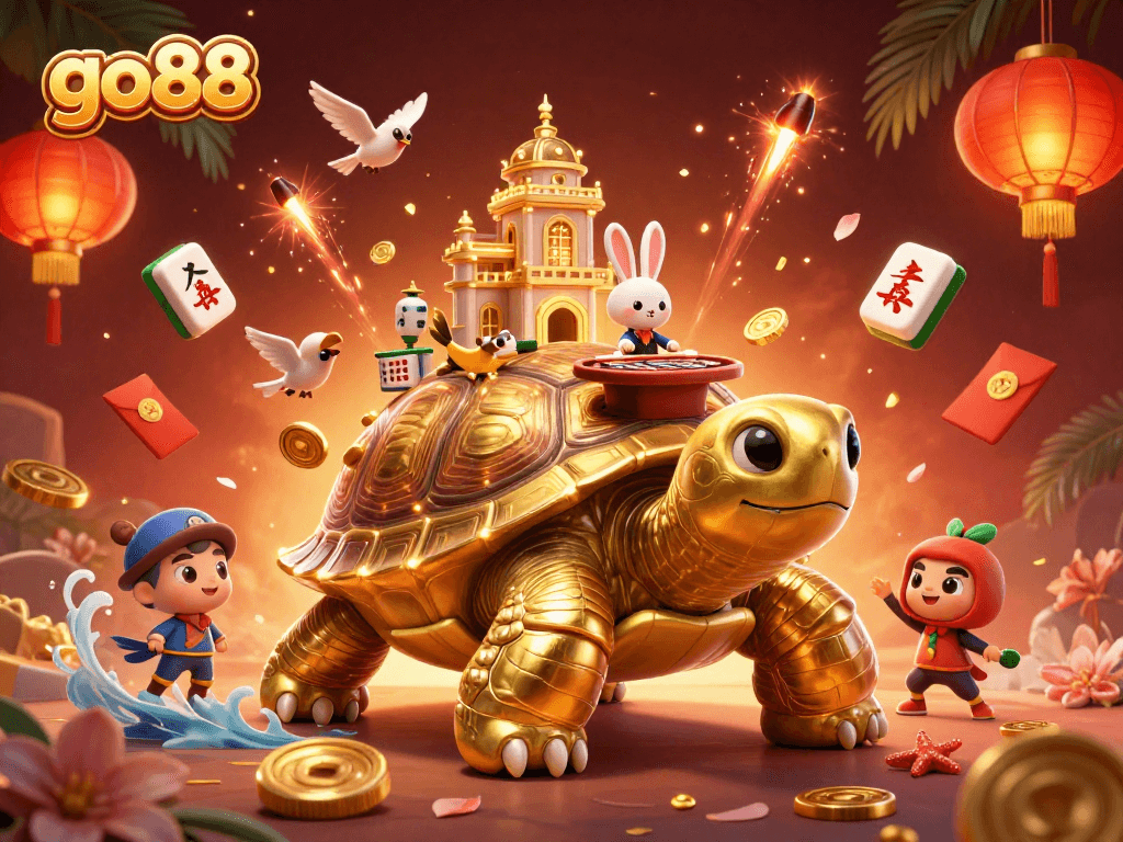 Experience exciting gameplay with go88's cartoon tortoise casino, rich with vibrant action and details.