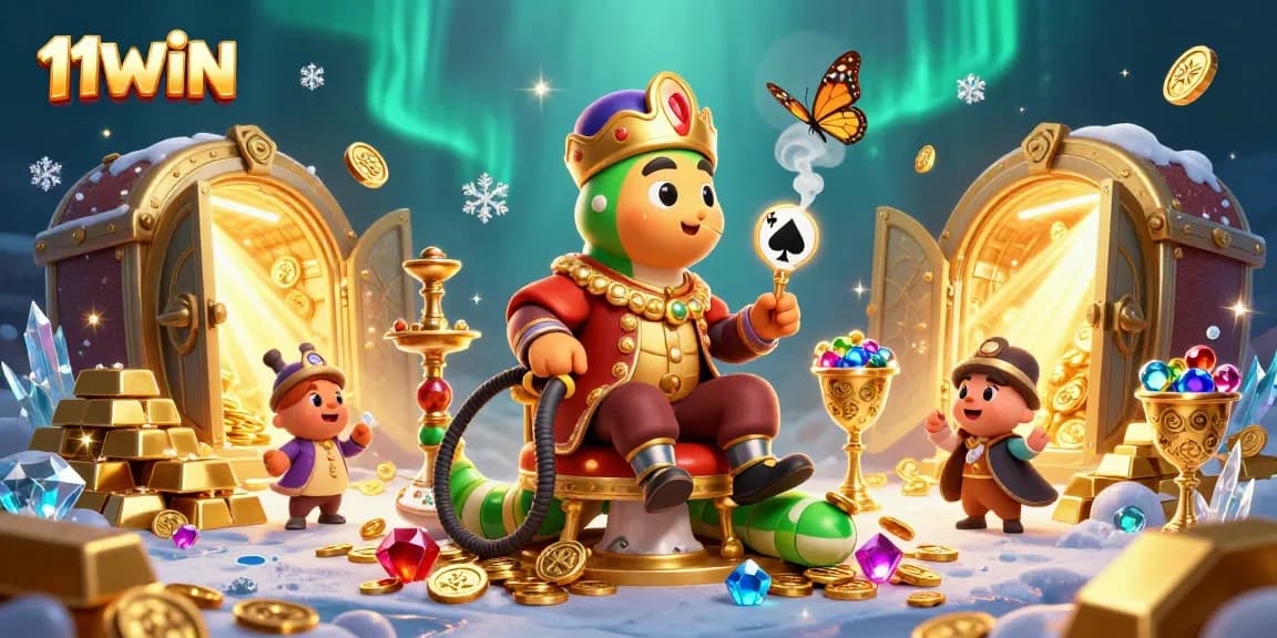 Spin to win big with 11WIN in this colorful casino-themed fantasy illustration.