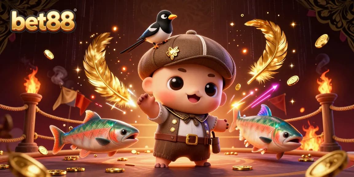 Experience fun gameplay at bet88 with a vibrant scene featuring Nessie and gambling elements.