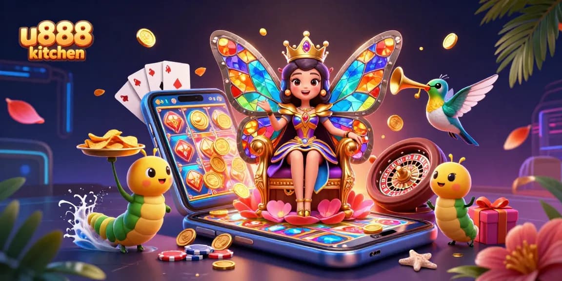 Experience the excitement of u888 kitchen with vibrant slot games and enchanting characters in a stunning 3D scene.