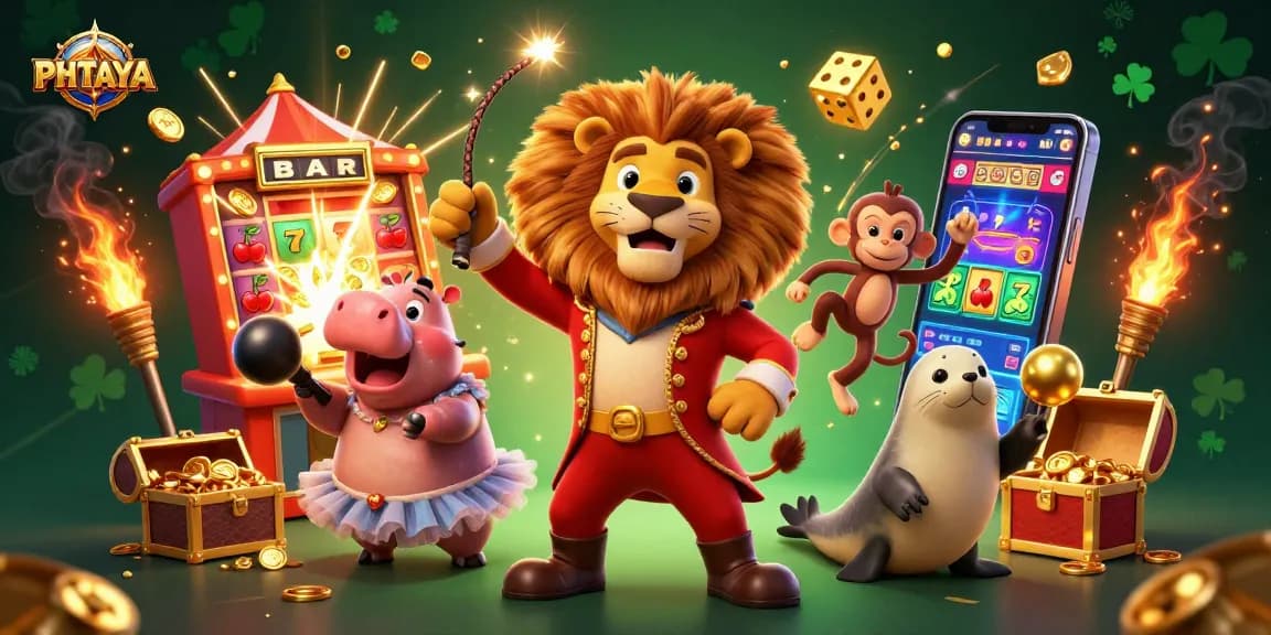 PHTAYA delivers exciting jackpots with vibrant characters enjoying casino games in a colorful 3D scene.