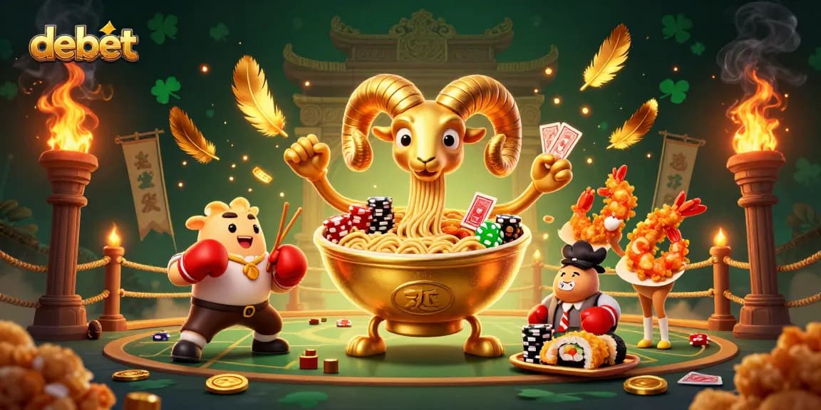 Engage in exciting debet gaming with a dynamic scene featuring playful 3D characters in a casino