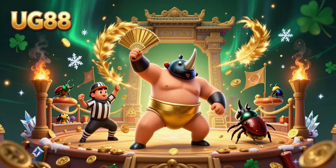 Experience thrilling gameplay at UG88 with a dynamic 3D illustration showcasing exciting casino action.