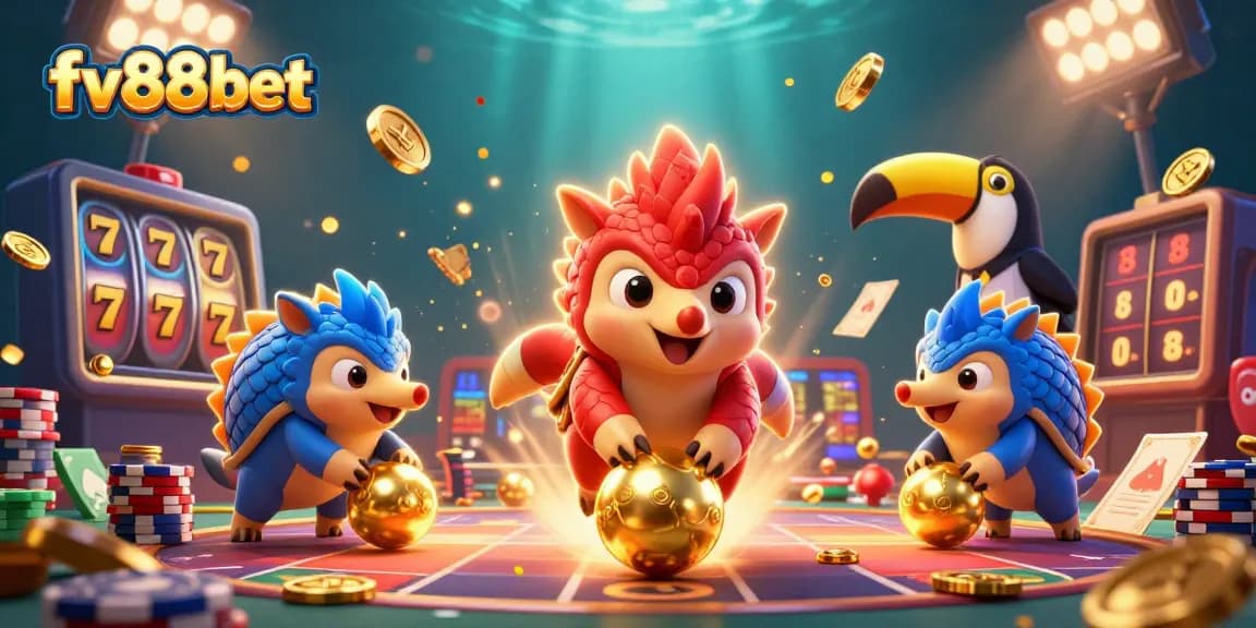 Experience thrilling gameplay at fv88bet with dynamic pangolins rolling through jackpot slots.