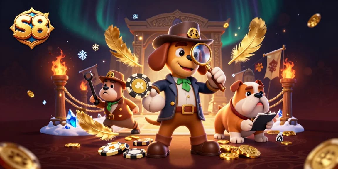 S8 players strategically engaging in poker gameplay amid a treasure hunt scene.