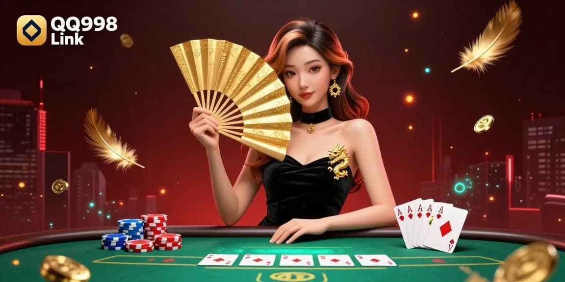Experience thrilling gameplay with QQ998 Link, showcasing poker excitement and a vibrant casino atmosphere.