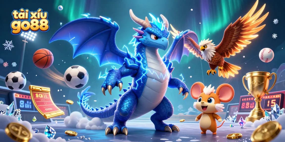 Engage with tài xỉu go88 in this electrifying 3D casino-themed illustration showcasing dynamic game elements.
