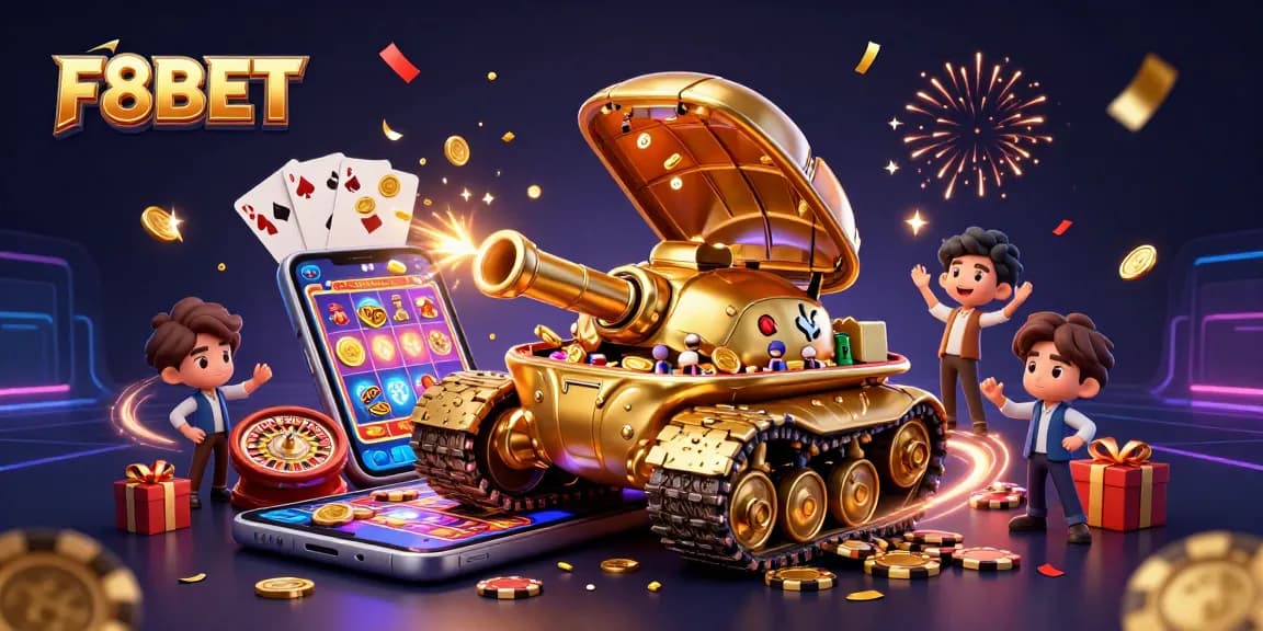 Experience thrilling gaming with F8BET's golden casino beetle tank and vibrant slot games.