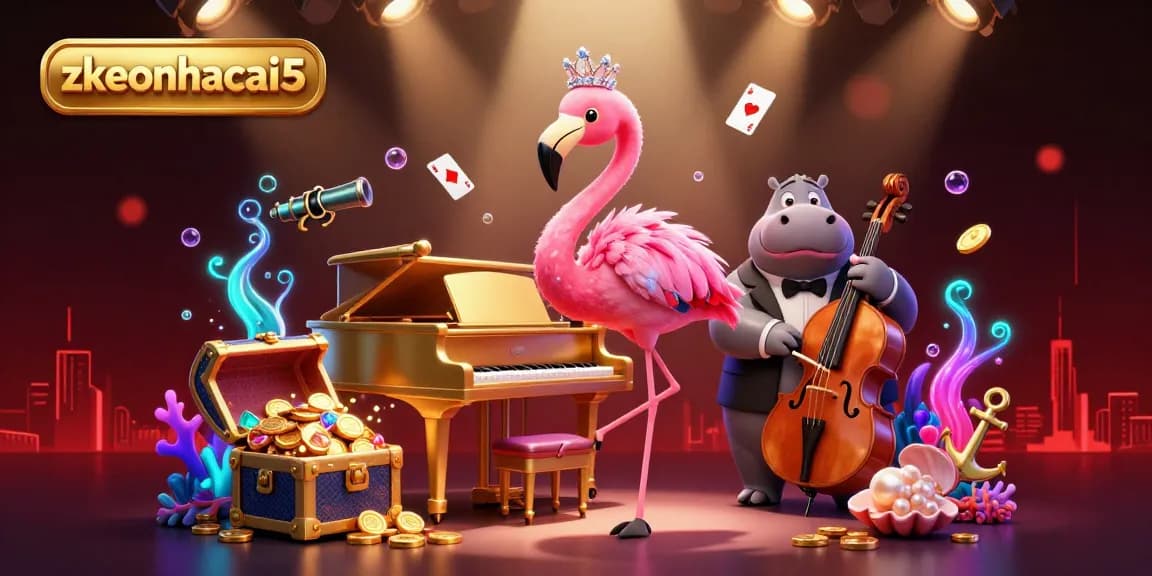 Experience zkeonhacai5 with ultra-detailed 3D casino-themed illustration showcasing unique gambling elements.