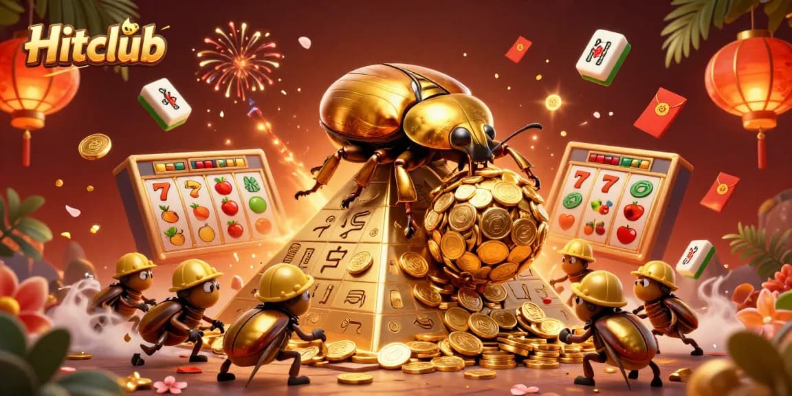 Hitclub offers thrilling slots and gameplay with vibrant casino elements in this dynamic illustration.