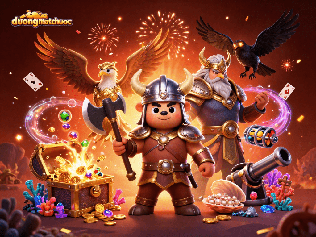 Engage in thrilling wins with duongmatchuoc, featuring vibrant characters and dynamic game elements in action.