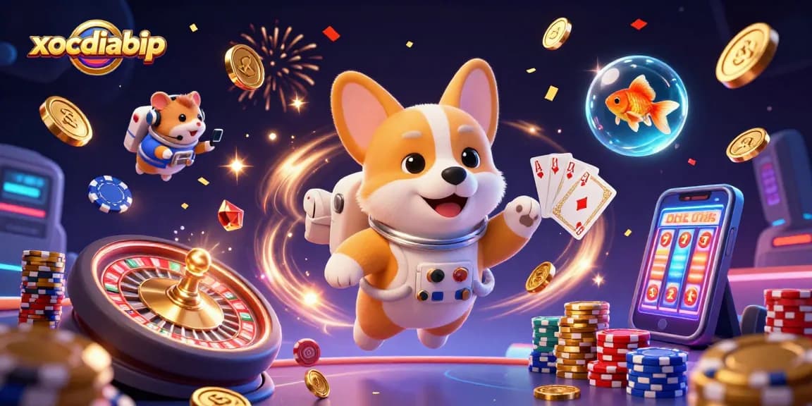 Experience engaging casino action with the xocdiabip space-themed illustration highlighting floating chips and animated characters.
