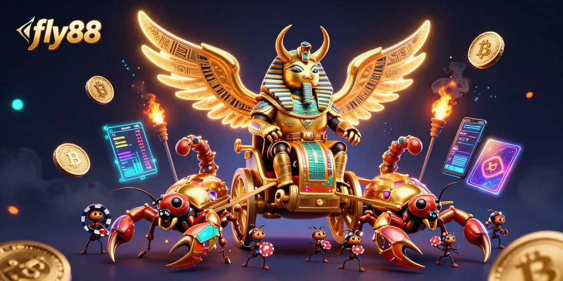 Experience thrilling gameplay at fly88 with engaging visuals of golden elements and poker chips.