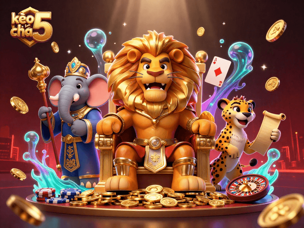 Bet on exciting games like poker with kèo nhà cái 5 through a dynamic casino-themed scene.