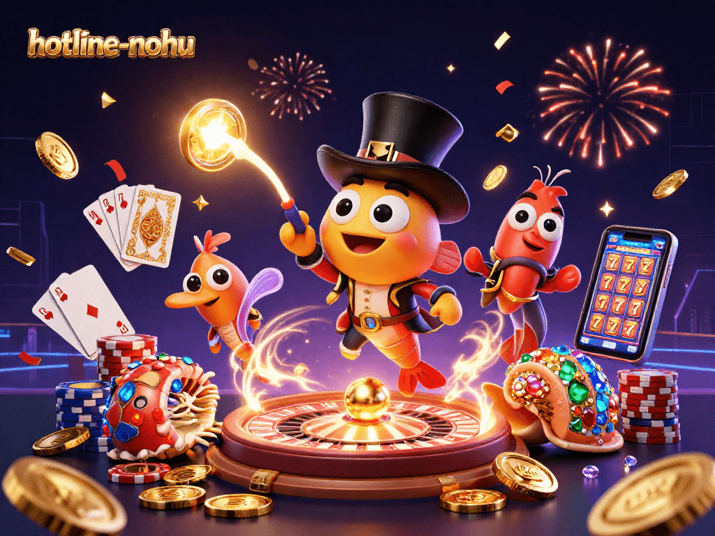 Engage with a vibrant casino illustration featuring golden coins and characters in a theme around hotline-nohu.