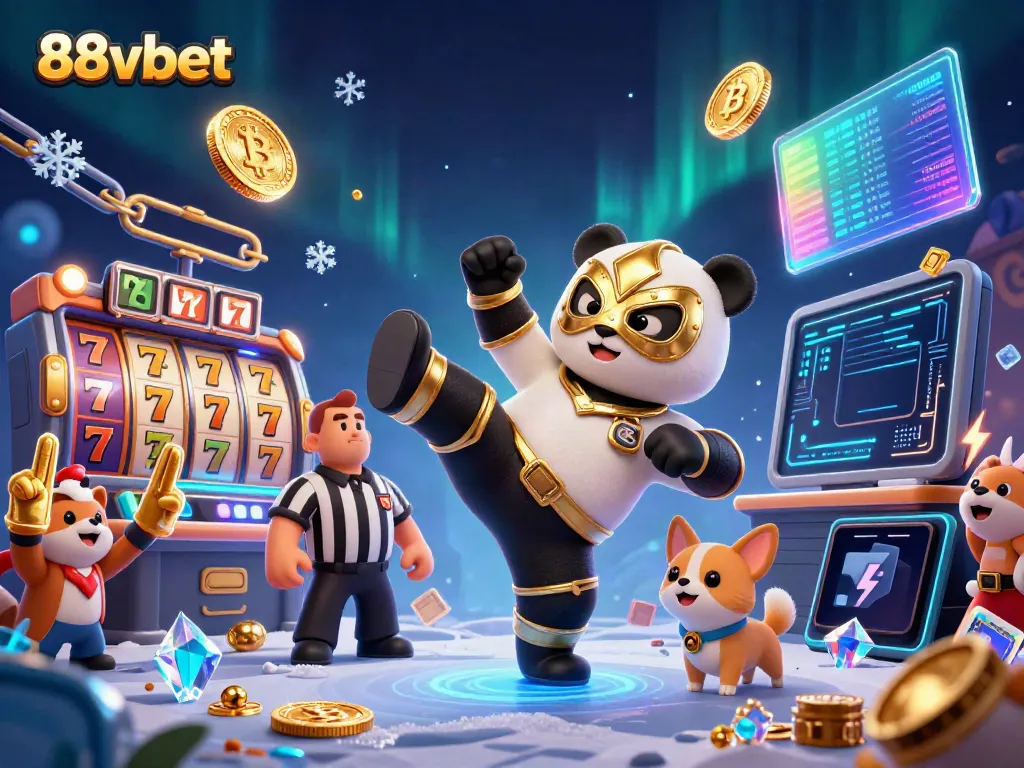 Engage in thrilling action with 88vbet as the wrestler panda soars above slot reels, igniting excitement.