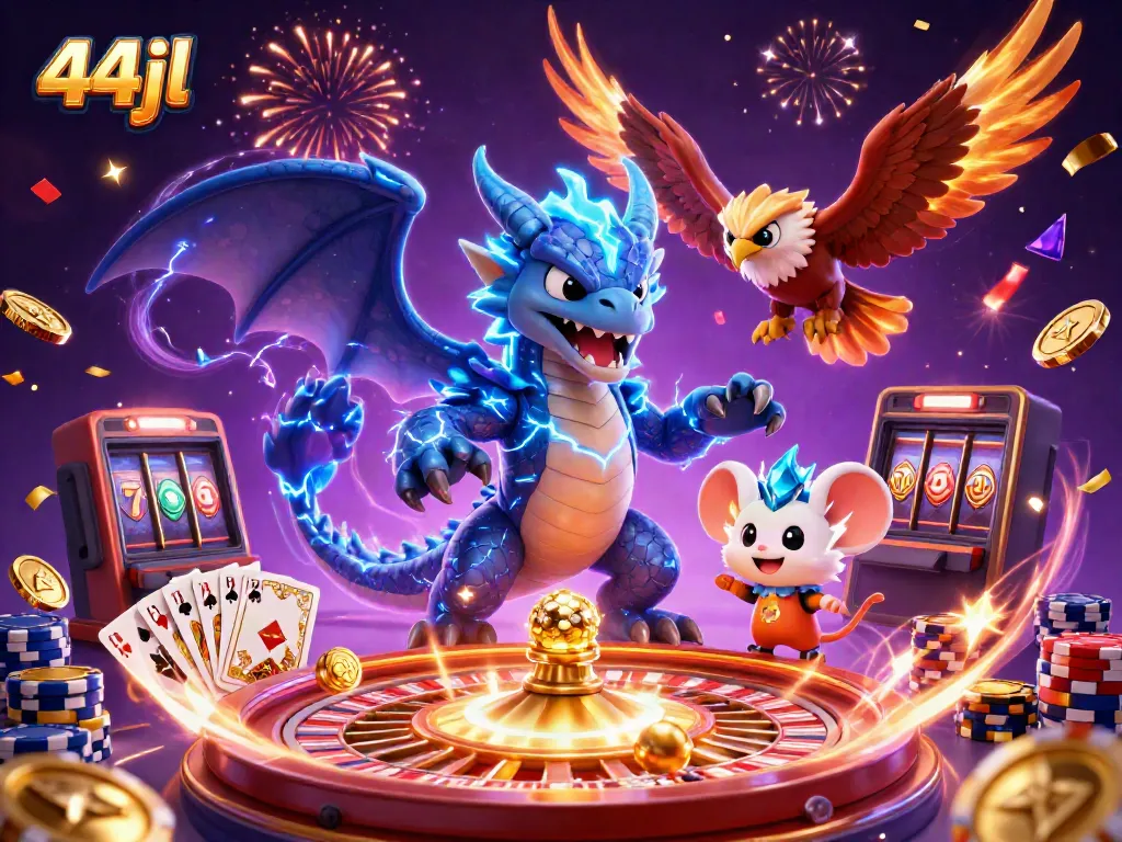 Engage with the thrilling gaming experience at 44jl featuring vibrant casino elements and dynamic characters.