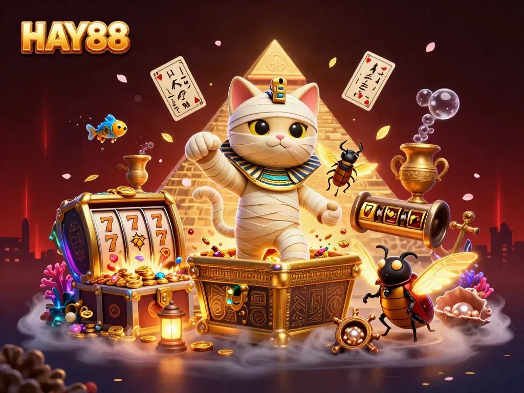 Experience HAY88's thrilling gaming adventure with dynamic 3D casino elements and vibrant characters.