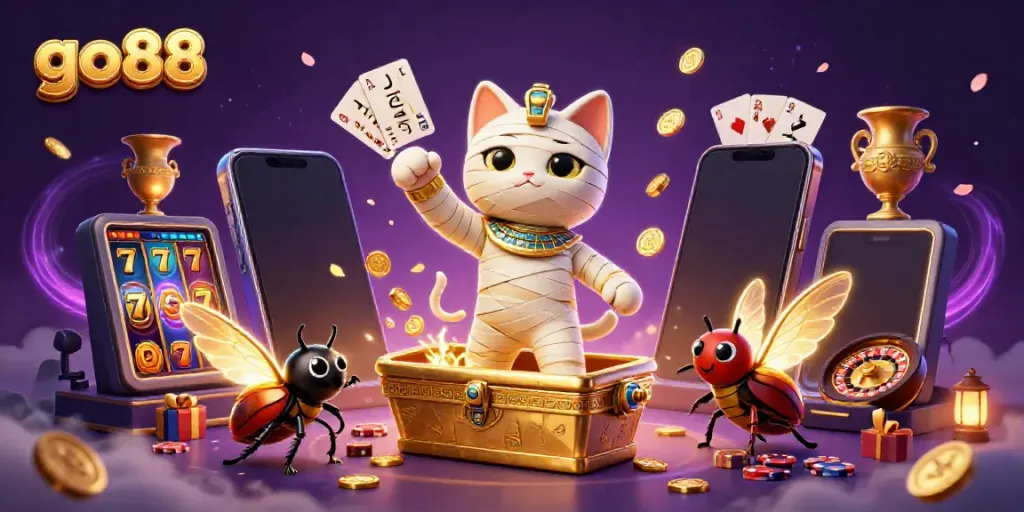 Experience the excitement of go88 with a thrilling 3D digital casino scene.