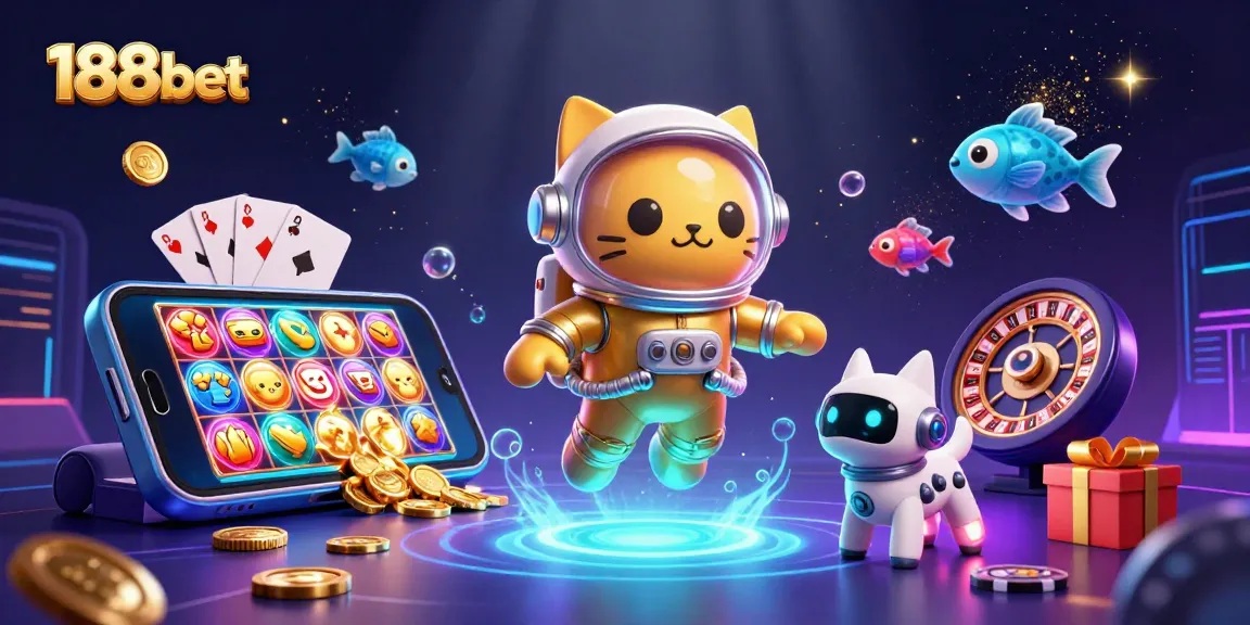 Experience thrilling gaming with 188bet in this vibrant 3D casino adventure scene featuring unique game elements.