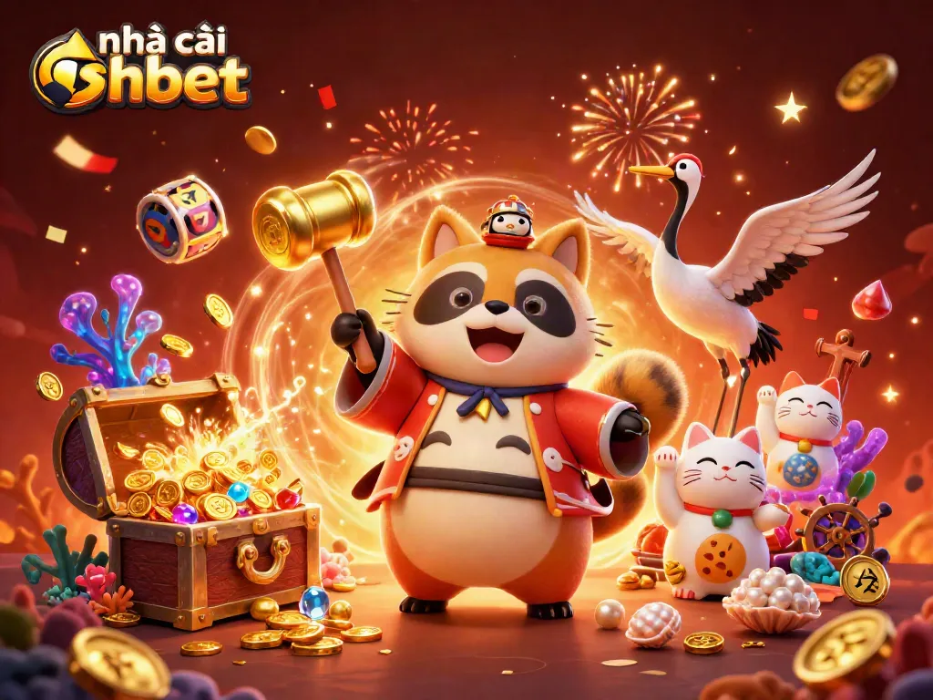 Win big with nhà cái shbet in this vibrant 3D casino illustration showcasing excitement and fortune.