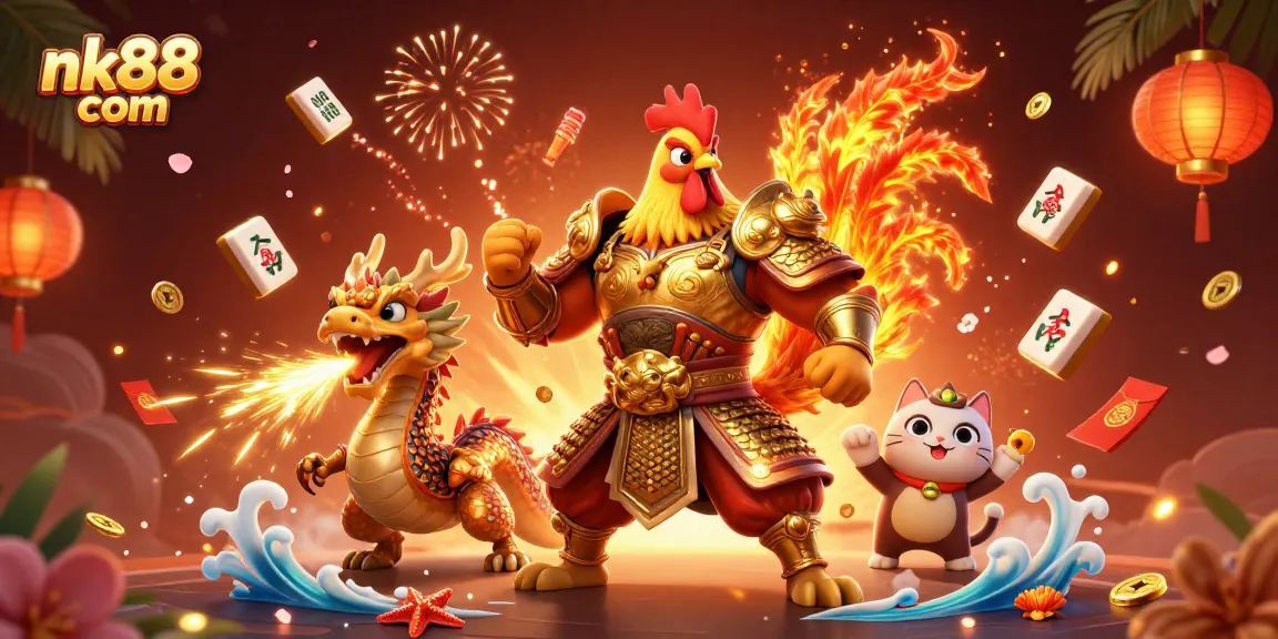 Engage with thrilling games at nk88 com featuring dynamic cartoon-style characters and cheerful symbols.