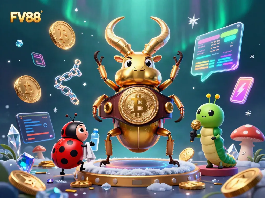 Experience FV88's thrilling gaming atmosphere with a captivating 3D illustration of energetic characters and casino elements.