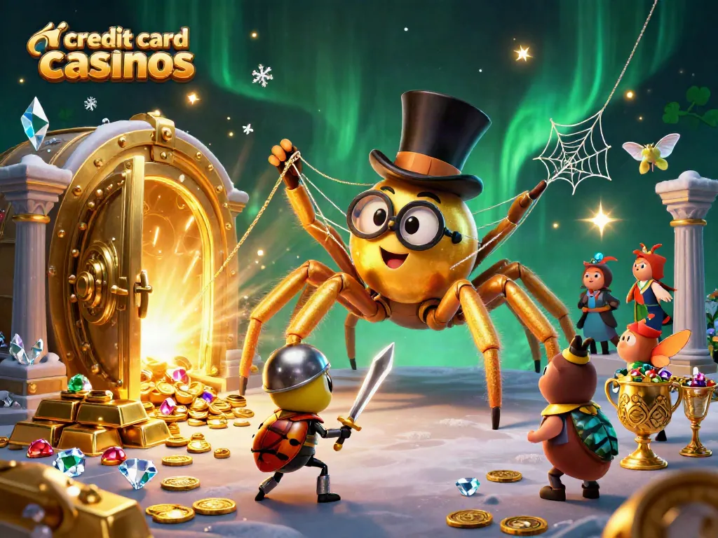 Experience excitement at credit card casinos with golden treasures and adventurous characters.