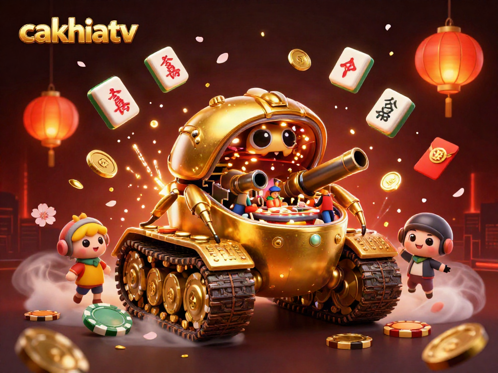 Experience cakhiatv's vibrant miniature casino world within a golden beetle tank, bursting with excitement.