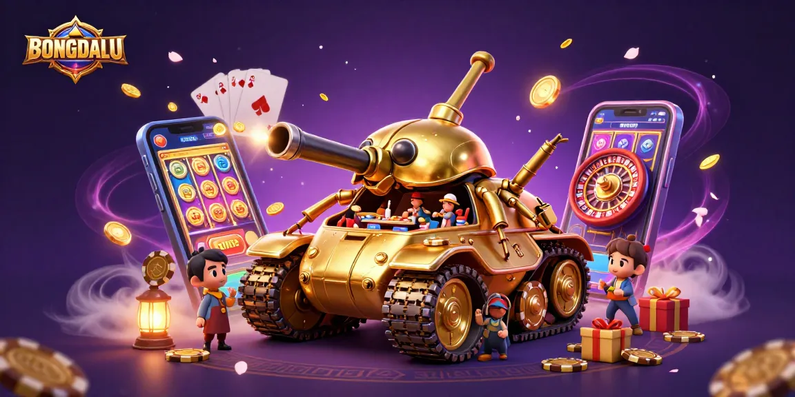 BONGDALU showcases a vibrant pulsating scene with a golden beetle tank revealing a miniature casino.