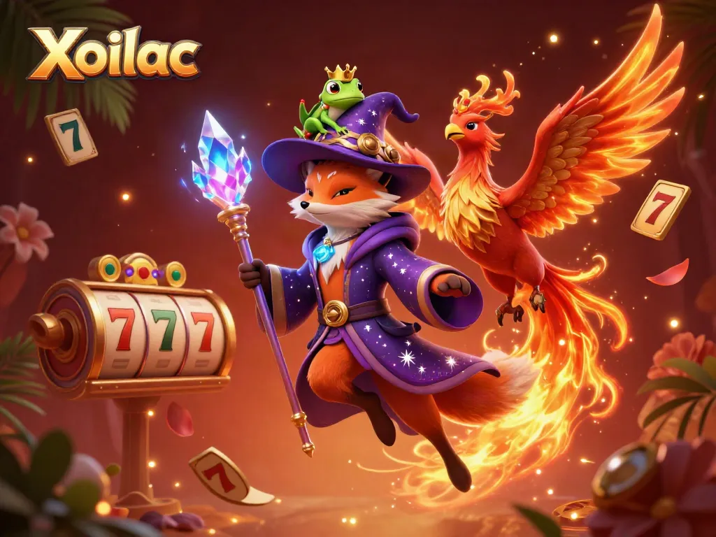 Engage with Xoilac casino's vibrant 3D illustration showcasing unique characters and casino elements.