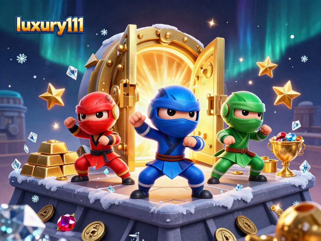 luxury111 ninjas compete for treasures in a vibrant casino-themed scene