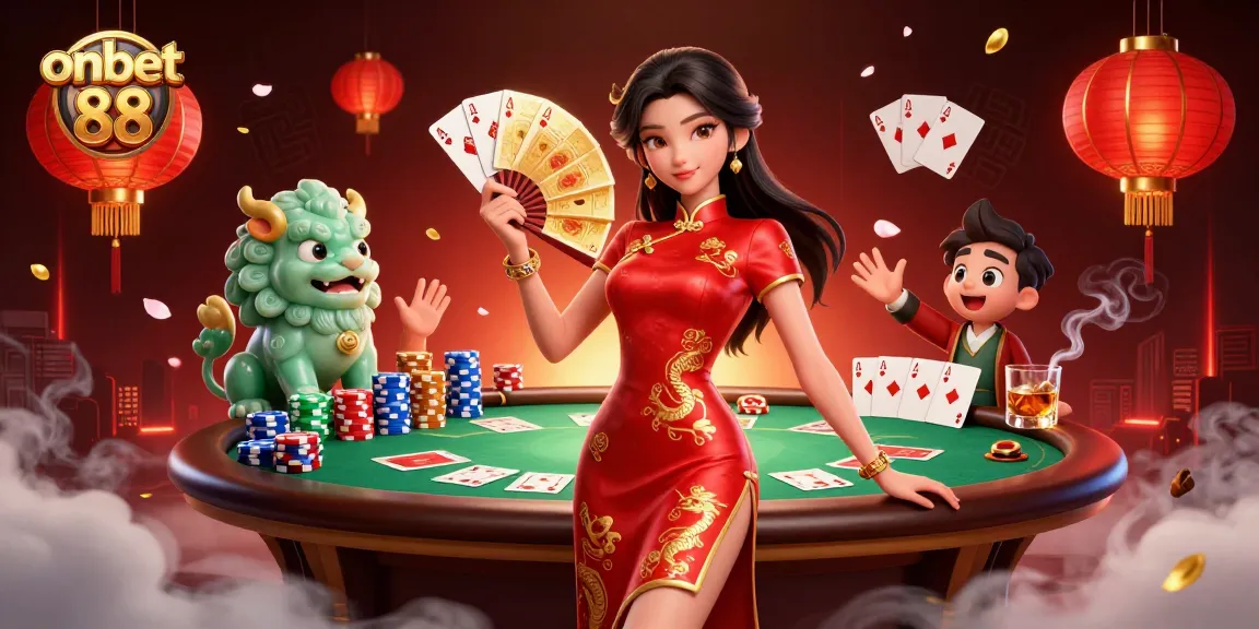 Experience exciting games at onbet 88 with a stunning illustration of a 3D casino setting.