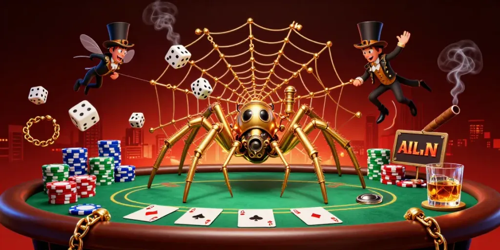 Experience the thrill of trang chủ KKWIN with a lively steampunk casino scene showcasing poker excitement and rich game elements.