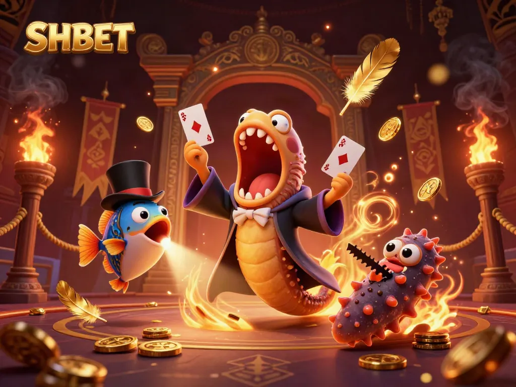Experience thrilling magic at SHBET with an animated underwater casino scene featuring colorful characters.