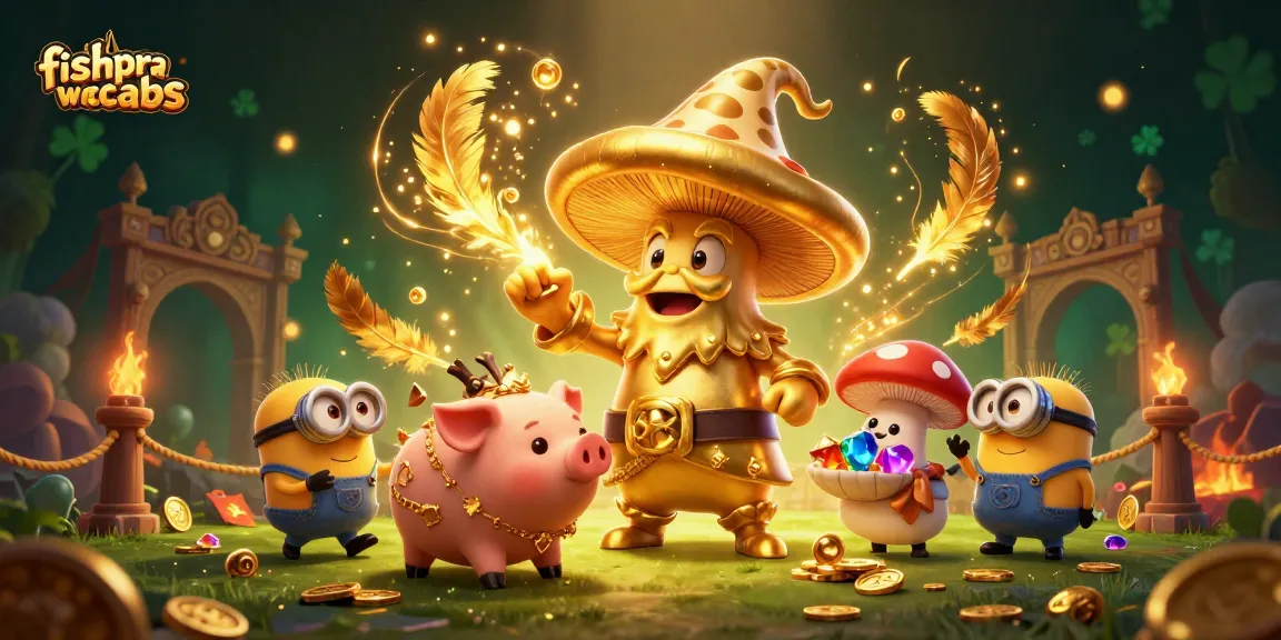 Engage in the thrilling fishprawncrabs game with vibrant characters in a magic-filled casino scene.