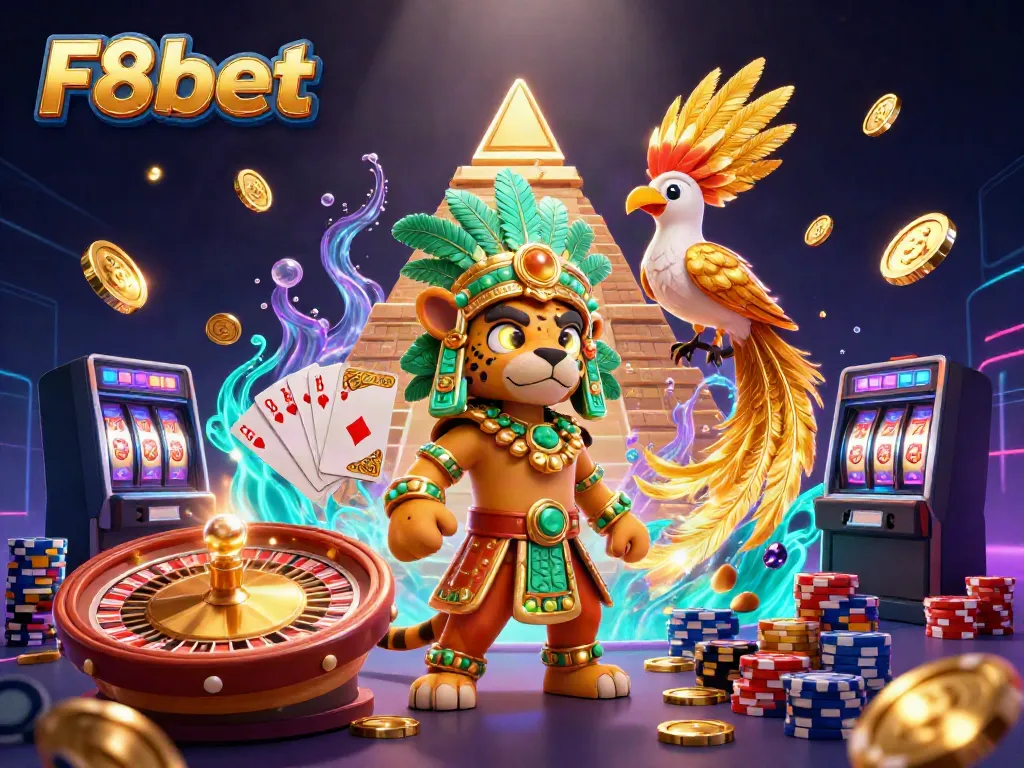 Experience thrilling moments at F8bet with a vibrant 3D casino scene filled with excitement and winning potential.